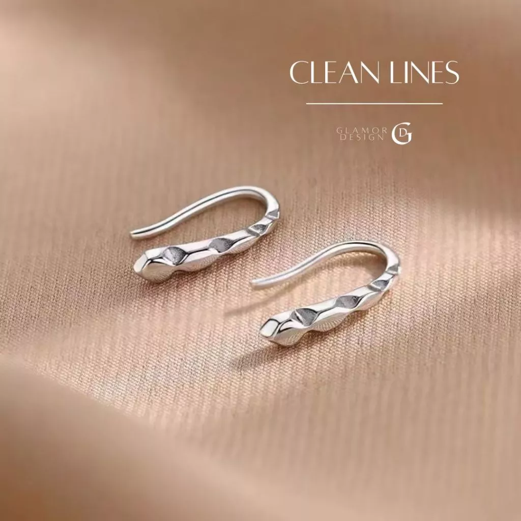 GLAMOR✨ต่างหูเพชร Clean Lines ต่างหูผู้หญิง ต่างหูแฟชั่น ตุ้มหูเงินแท้ ต่างหูเงิน ตุ้มหูเงิน 925
