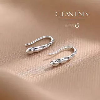 GLAMOR✨ต่างหูเพชร Clean Lines ต่างหูผู้หญิง ต่างหูแฟชั่น ตุ้มหูเงินแท้ ต่างหูเงิน ตุ้มหูเงิน 925
