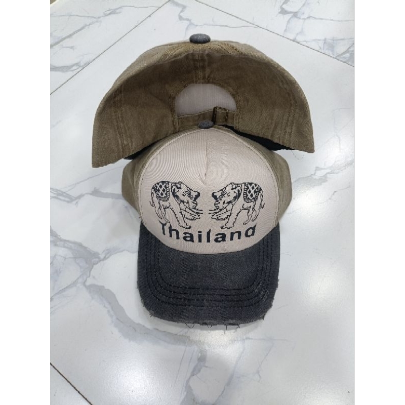 หมวกแก๊ป thailand ช้าง ลายวินเทจ งานผ้าฟอกพร้อมส่งในไทย - รูปที่ 3