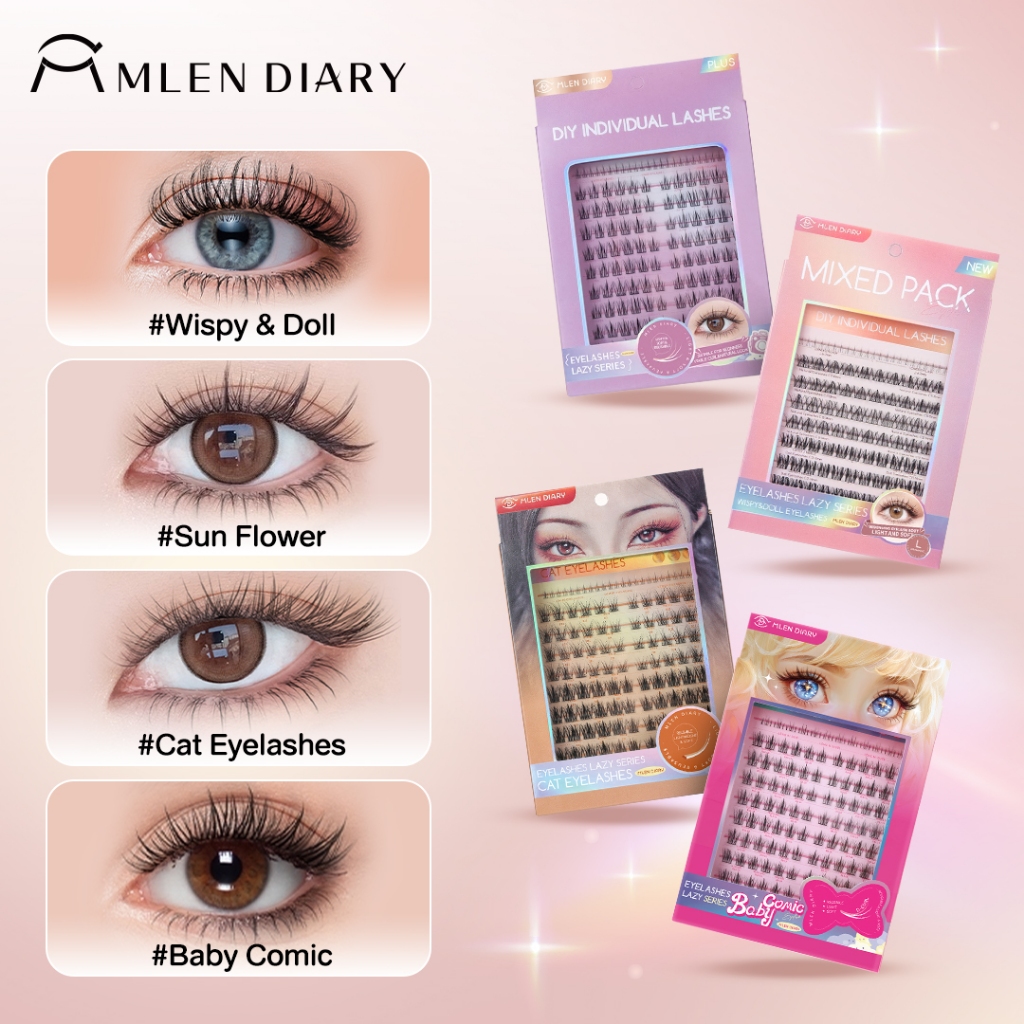 MLEN DIARY Lazy Lashes Series ขนตาปลอมแบบช่อ ติดง่าย เหมือนต่อขนตา เบาสบายตา ไม่ระคายเคือง