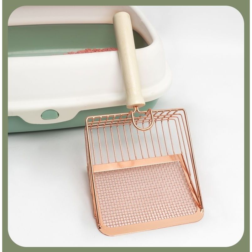 🐾 พลั่วตักทรายแมว ทราย แมว พลั่วขุดดิน พลั่วตักอึสัตว์เลี้ยง 2in1 ตะแกรงตักทรายแมวสแตนเลส ที่ตักทรายแมว ร่อนฝุ่น - รูปที่ 7