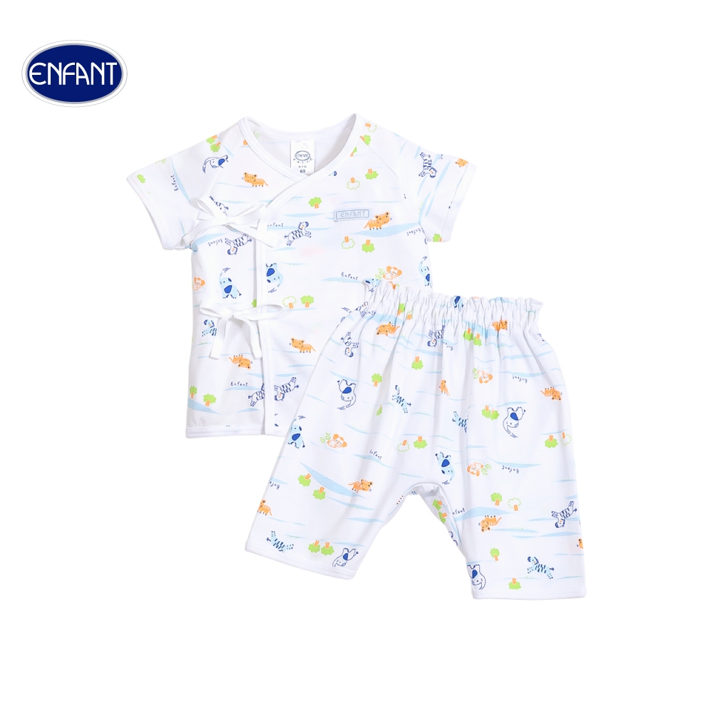 ENFANT (อองฟองต์) ชุดเสื้ออุ่นอก+กางเกงขาสั้น สำหรับเด็ก 3-6 เดือน คอลเล็กชั่น Safari Journey ผ้าคอต