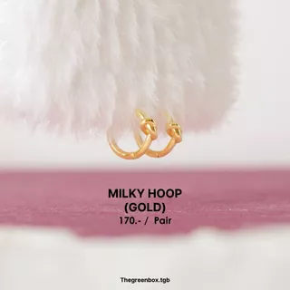 ต่างหูห่วง Milky hoop ก้านเงินแท้ S925 - thegreenbox