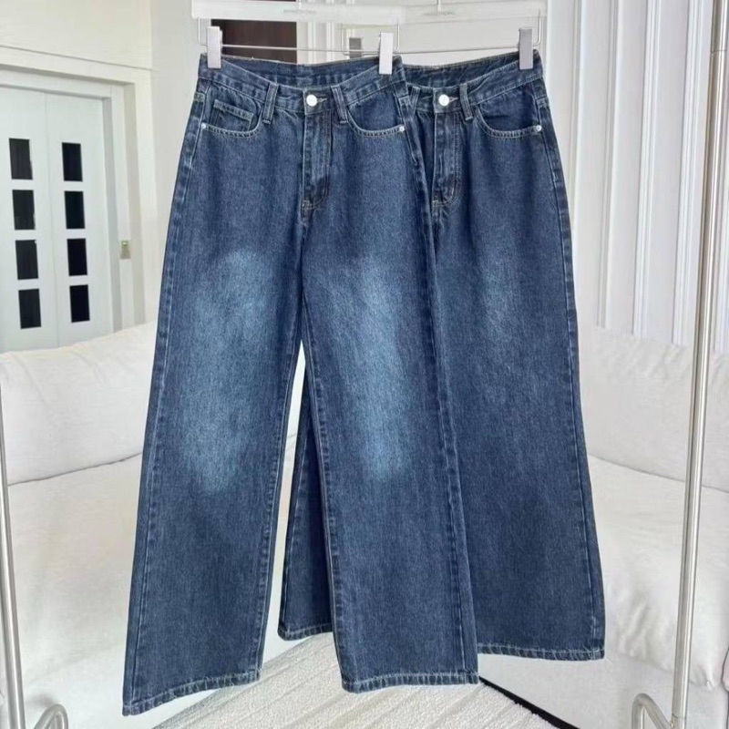 แบรนด์: Promthong bkk กางเกงยีนส์ทรงกระบอกขายาวสีมิดไนท์