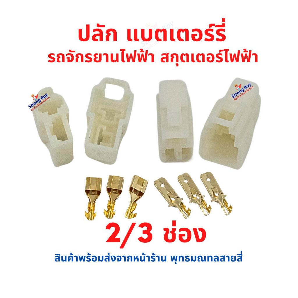 ปลัก 2ขั้ว 3ขั้ว แบตเตอร์รี่ รถไฟฟ้า DC จักรยานไฟฟ้า ไฟ 12v 24v 36v 48v อะไหล่ ทดแทน ปลักละลาย 2ช่อง 3ช่อง
