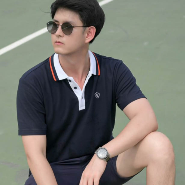 POLOLAND เสื้อโปโลชายทรงตรง รุ่นเนคไท II - สีกรม (2 สี)