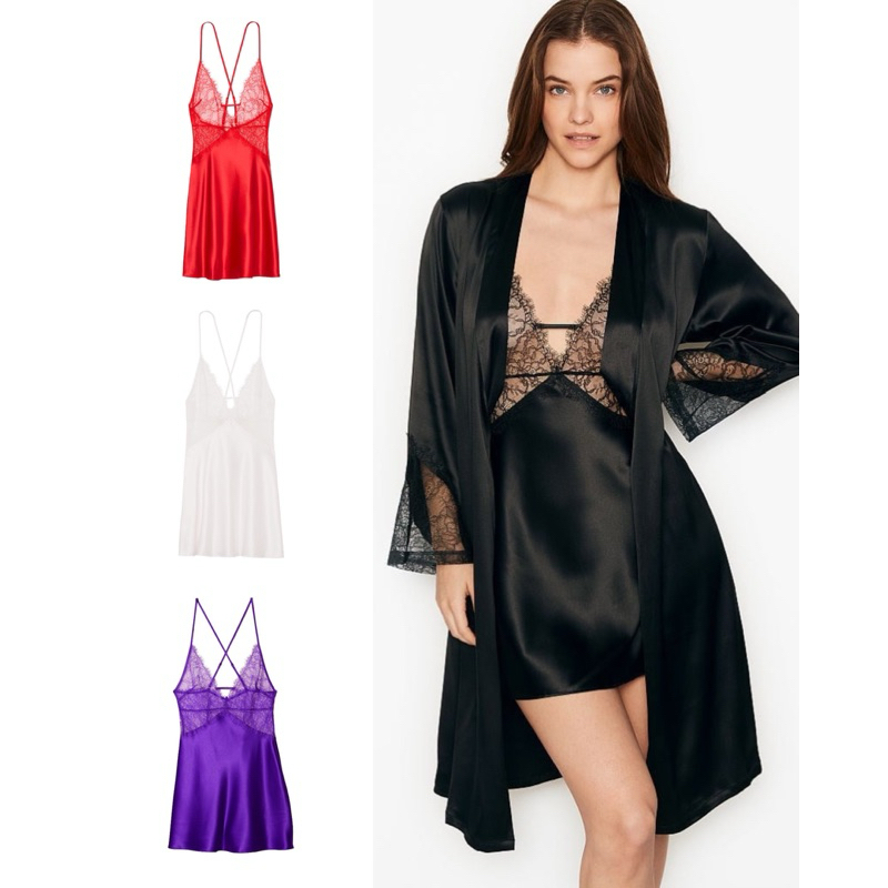 (ของแท้💯) VS lace satin nightgown เดรสลูกไม้ผ้าซาติน มี 5 สี