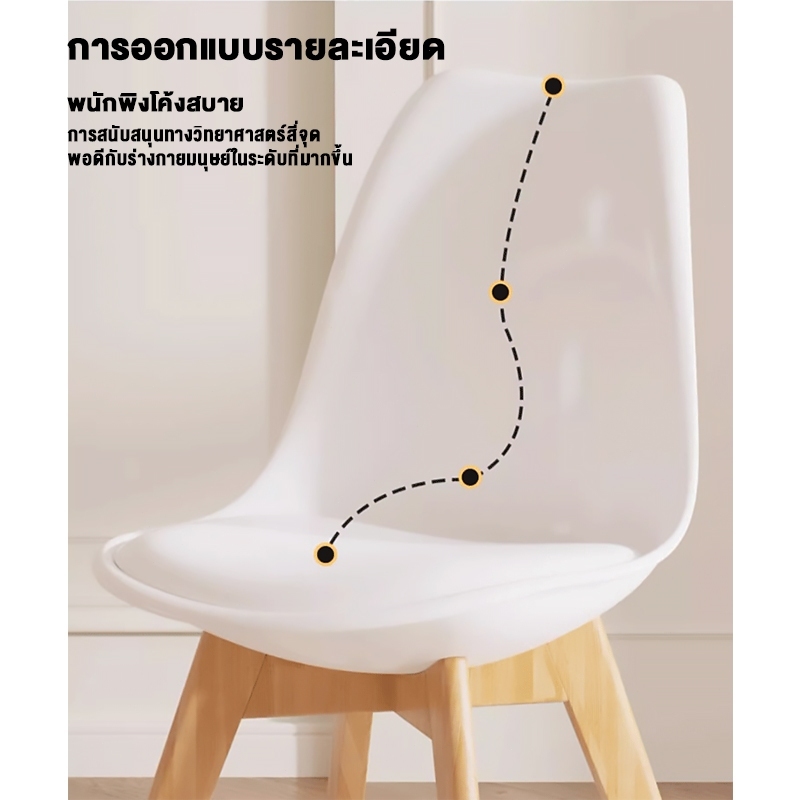 <ส่วนลดร้านใหม่>ESเก้าอี้ทานอาหาร เก้าอี้สำนักงาน พนักพิงเรียบง่าย ขาไม้เนื้อแข็ง หนา รับน้ำหนักได้ 300กก. ราคา ถูกที่สุด ดีลบีเคเค แกลเลอรีภาพที่ 2