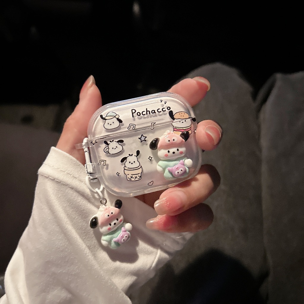 โปเชโกะห้อย เคสหูฟังAirpods i12 i11 เคสใสการ์ตูนนูน Airpods4 3 เคสหูฟังบลูทูธ gen1 gen2 เคสหูฟังไร้สาย Pro เเถมห่วงคล้อง