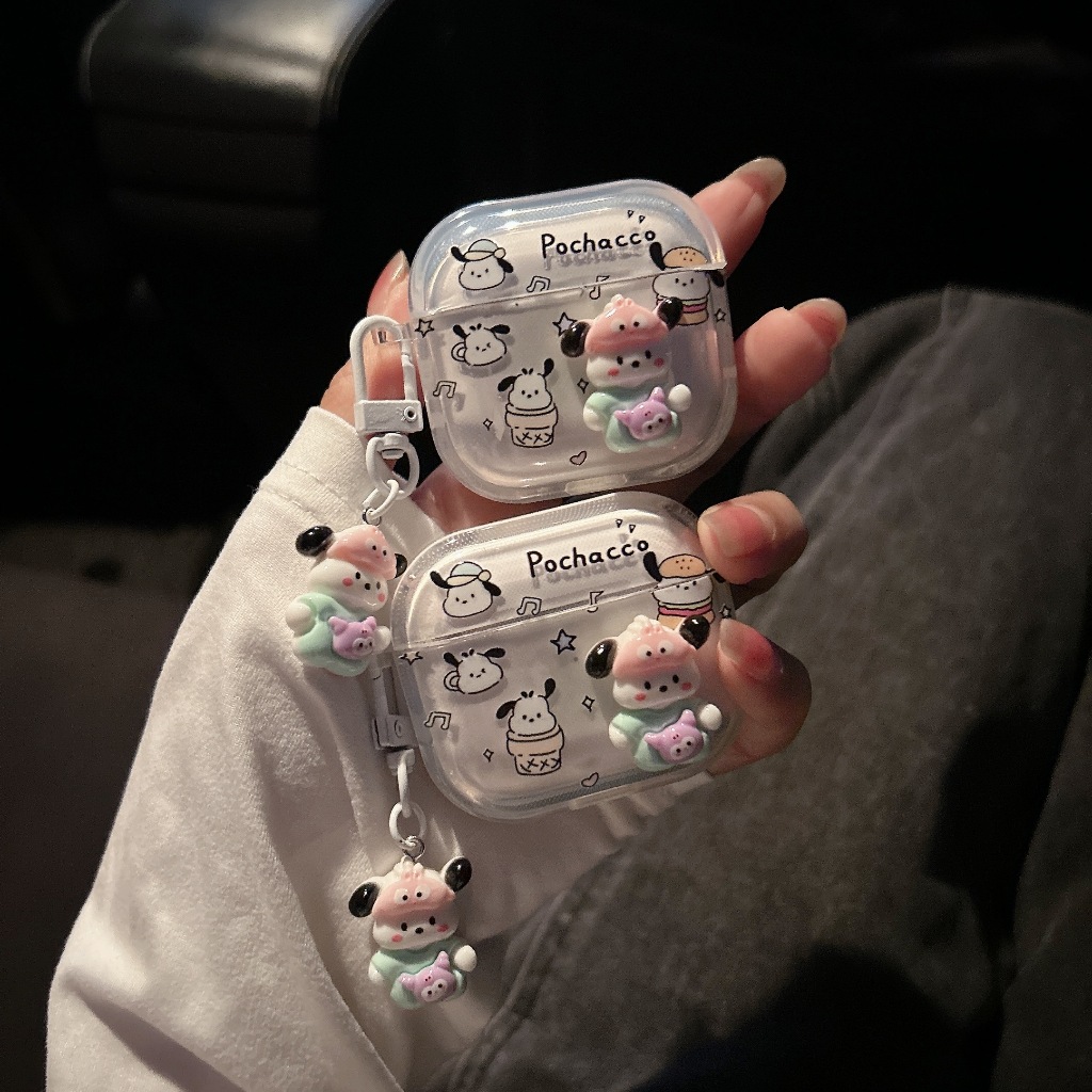 โปเชโกะห้อย เคสหูฟังAirpods i12 i11 เคสใสการ์ตูนนูน Airpods4 3 เคสหูฟังบลูทูธ gen1 gen2 เคสหูฟังไร้สาย Pro เเถมห่วงคล้อง