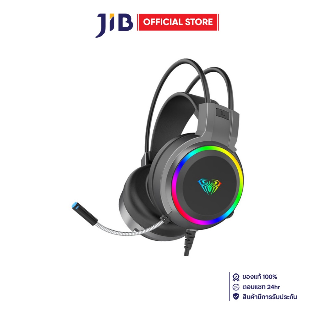HEADSET (หูฟัง) AULA S608 - BLACK หูฟังสาย USB GAMING WIRE MIC RGB