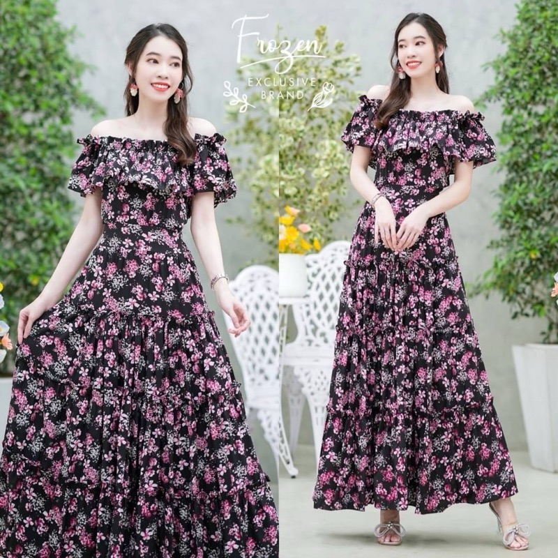 เดรสยาวผูกเอว เอวสะโพกฟรีไซส์ สวยมาก งานสาวหวานๆสไตล์เจ้าหญิง