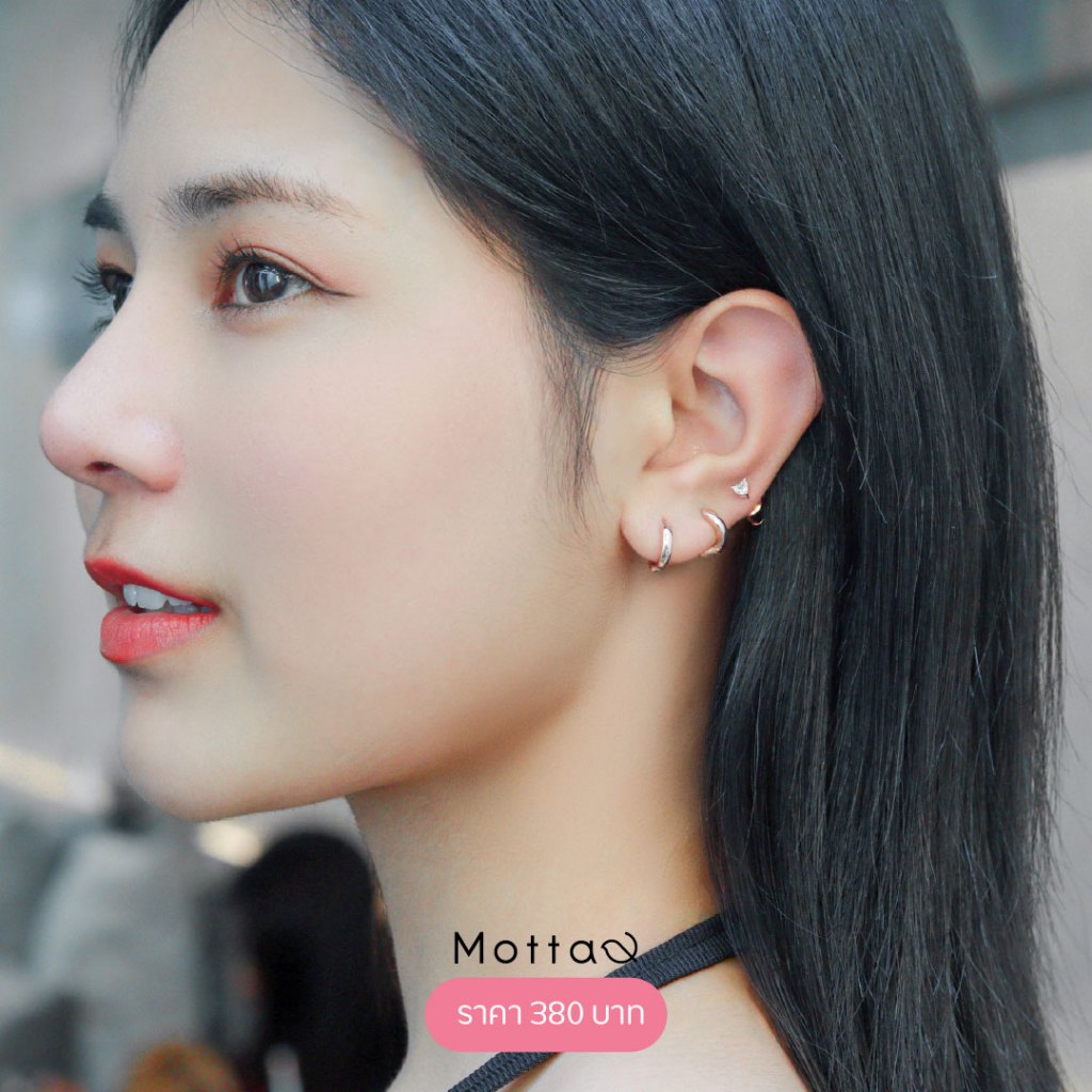 Motta Earring Set ต่างหูเซตชุบทองคำขาว ดีไซน์เก๋ ไม่ซ้ำใคร ไม่แพ้ ไม่คัน ใส่ได้ทุกวัน