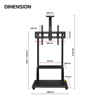 GLINK GWM-ST05 ขาตั้งทีวีล้อเลื่อน Heavy Duty พร้อมถาด 3 ชั้น รองรับทีวีทุกยี่ห้อ 40–100 นิ้ว