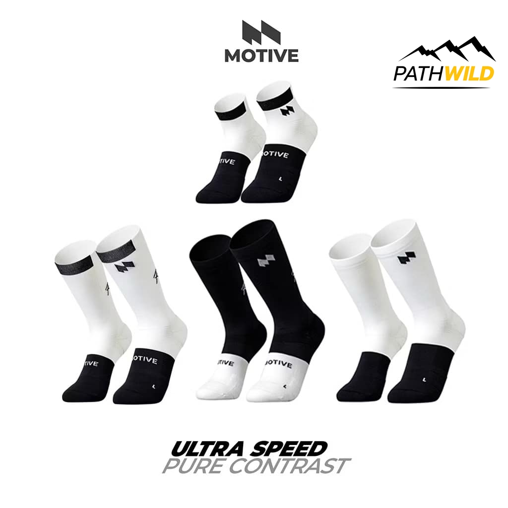 MOTIVE SOCK รุ่น ULTRA SPEED PURE CONTRAST ถุงเท้าวิ่ง ถุงเท้ากีฬา มีแบบข้อสั้นและระดับหน้าแข้ง กระชับ ผ้าระบายอากาศดี