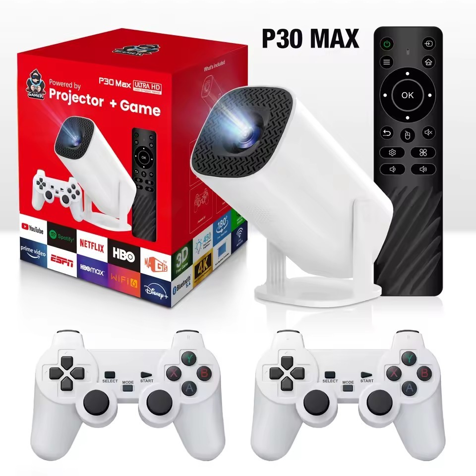 P30 Max โปรเจคเตอร์ 4K Android 11.0 1080P Ultra HD WIFIบลูทูธโฮมเธียเตอร์โปรเจคเตอร์ 4K Wifi Project