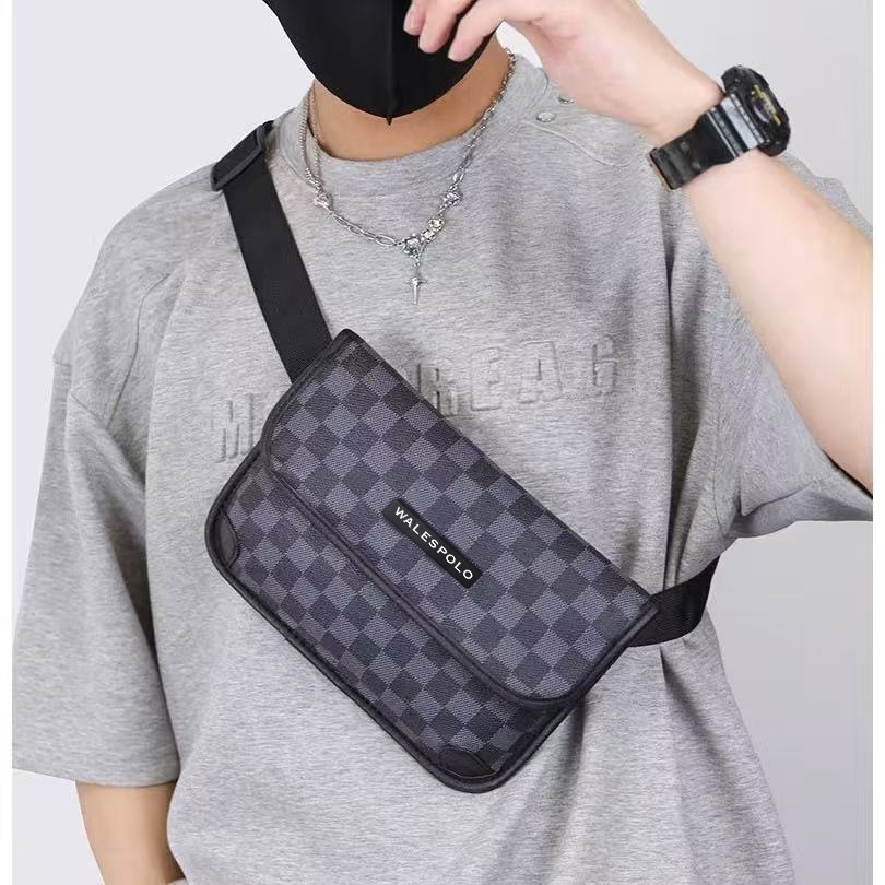 (สินค้าใหม่พร้อมส่ง) กระเป๋าสะพายข้าง Fashion bag สไตล์สปอร์ต หนังPU ของขวัญวาเลนไทน์ผู้ชาย