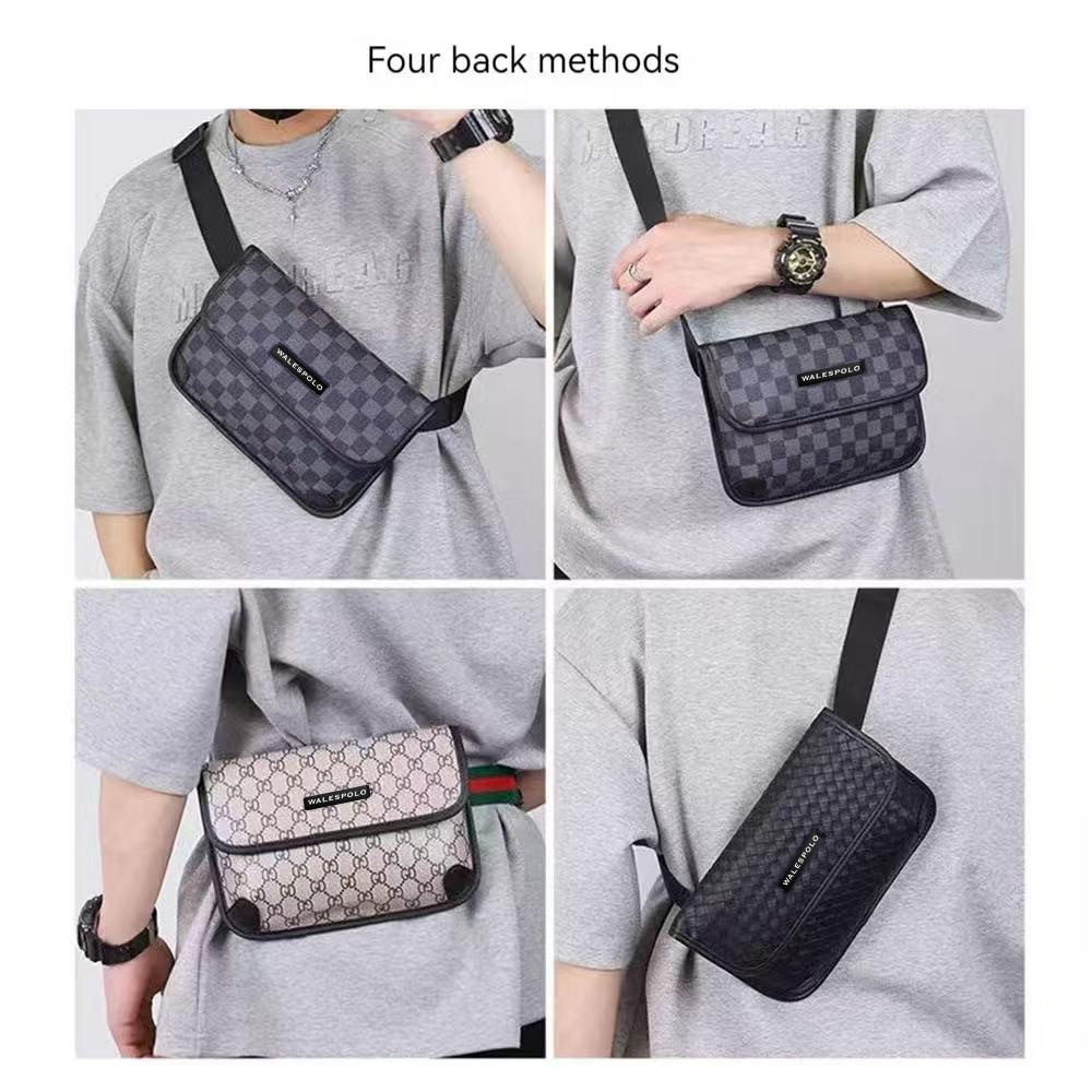 (สินค้าใหม่พร้อมส่ง) กระเป๋าสะพายข้าง Fashion bag สไตล์สปอร์ต หนังPU ของขวัญวาเลนไทน์ผู้ชาย