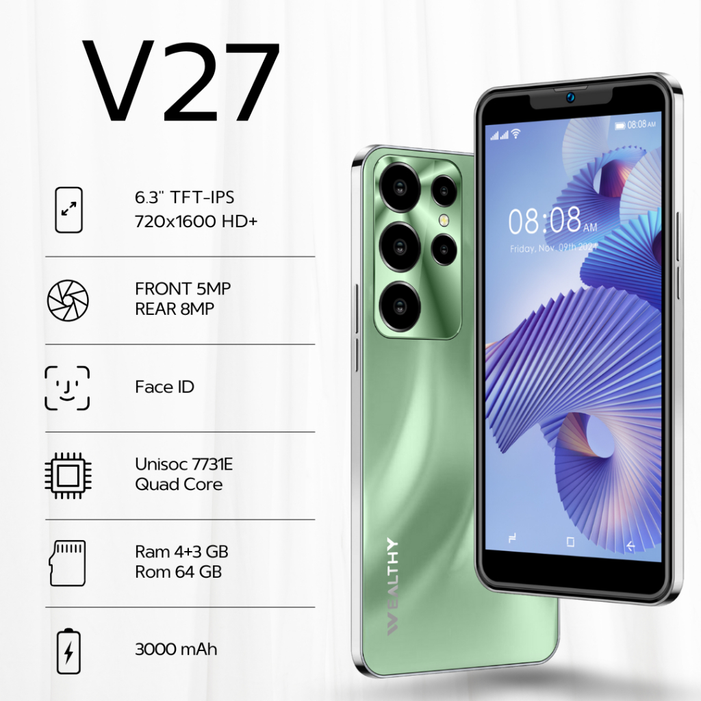 Wealthy Haram V27 | จอใหญ่ 6.3” RAM 4GB ROM 64GB ใช้งานลื่นไหล สเปกคุ้มเกินราคา