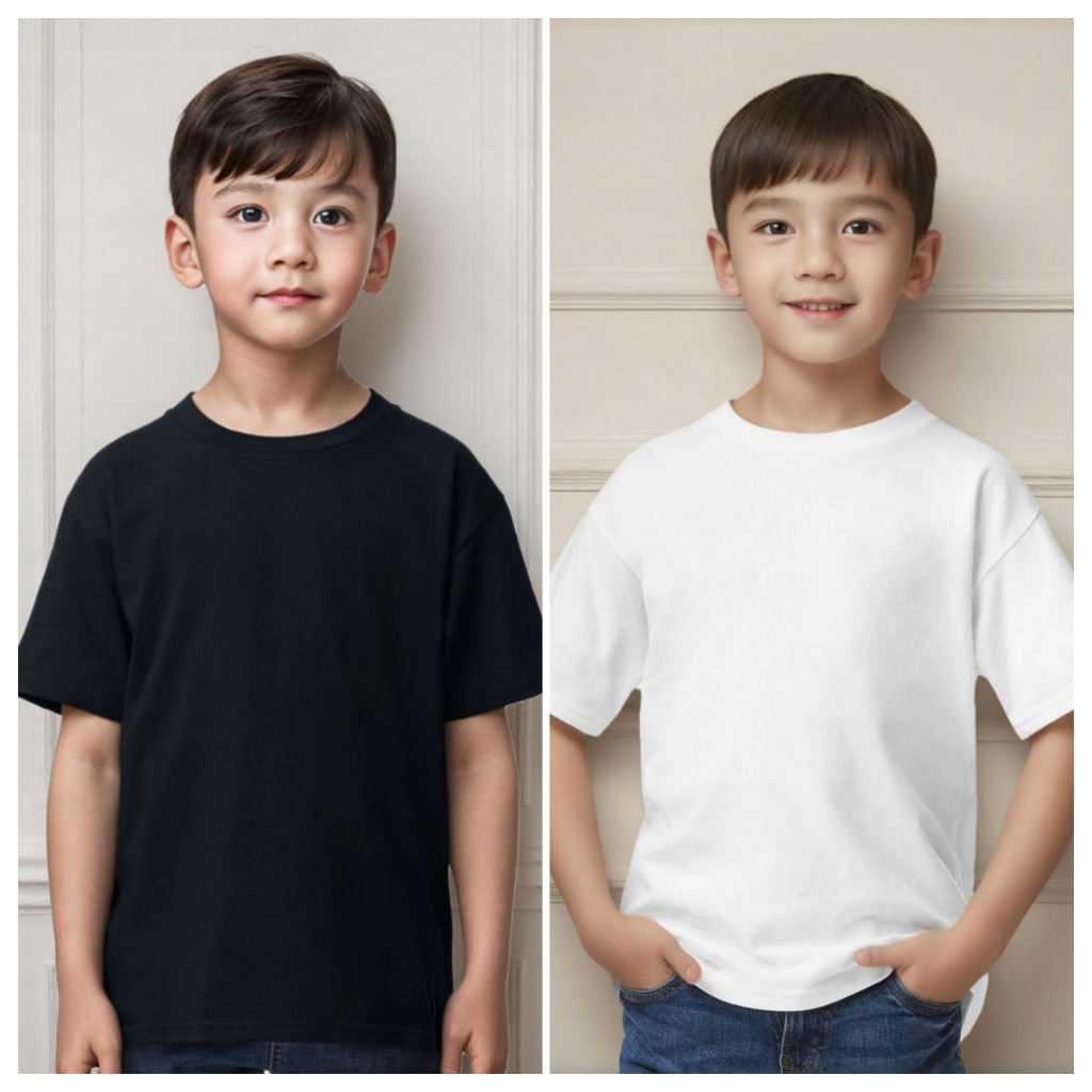 เสื้อยืดเด็กสีพื้น Kids T-Shirtเกรดพรีเมียม ผลิตในไทย ไม่บาง เสื้อเด็ก แขนสั้น คอกลม ผ้านุ่ม สัมผัสเบาสบาย ไม่ย้วย ไม่หด
