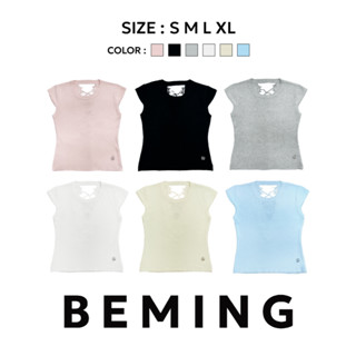 Bemingtop902(S-XL)-LACE BACK CROP TEE เสื้อครอปแขนสั้นทรงพอด…