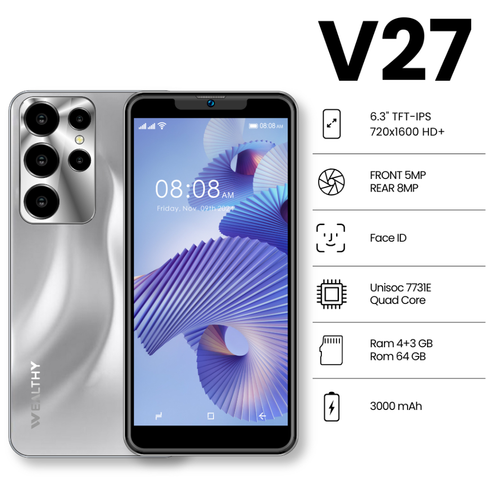 โทรศัพท์มือถือ WEALTHY รุ่น Haram V27 4G (RAM 4GB ROM 64GB) จอใหญ่ โซเชียลลื่น แบตอึด ใช้งานทั่วไป