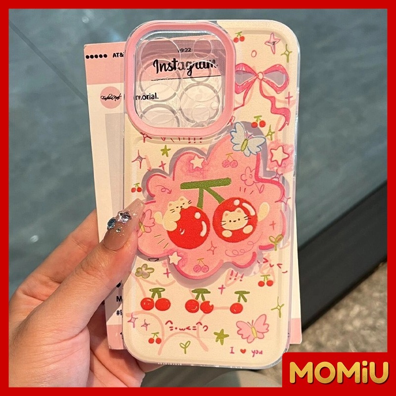MOMiU - เข้ากันได้สำหรับ เคสไอโฟน11 เคส iphone 16 Pro Max 7Plus XR 12 13 14 15 เคสใส เชอร์รี่ผีเสื้อแสนสวย - รูปที่ 3
