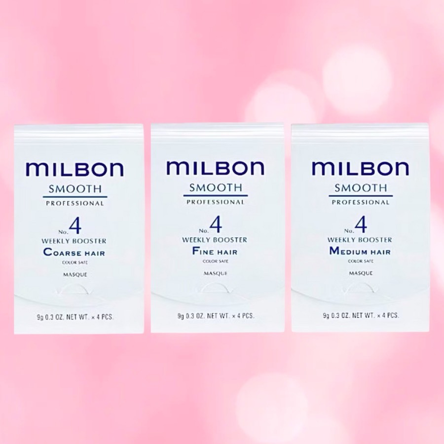 MILBON SMOOTH WEEKLY BOOSTER 9 ML.X4 หลอด ทรีทเม้น มี 3 สูตร สำหรับผมแห้ง ลดชี้ฟู ให้ผมเรียบลื่น