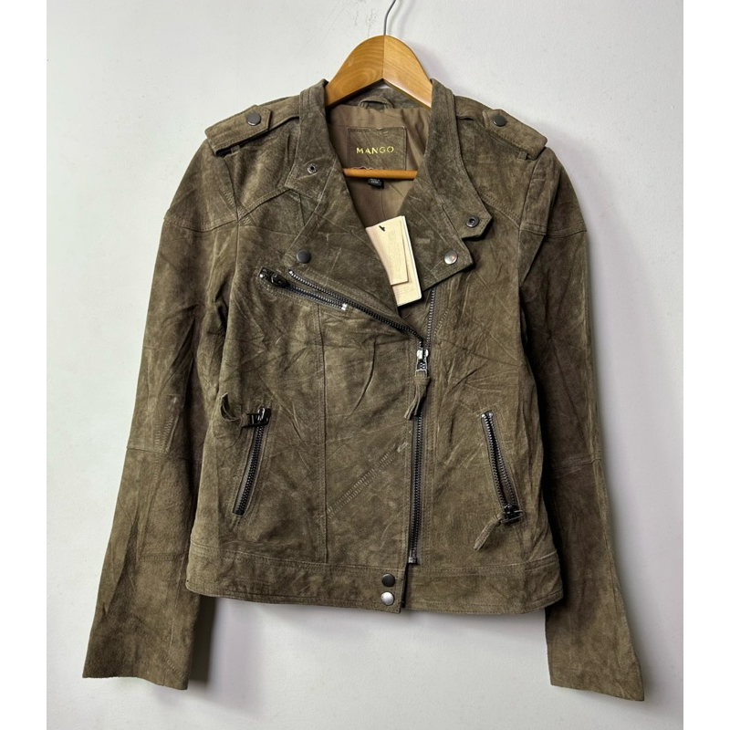 brown leather biker jacket