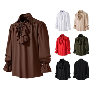 พร้อมส่ง ❣️ เสื้อลำลอง เสื้อยุคกลางแขนยาวย้อนยุค วินเทจ คอสเพลย์โจรสลัด Medieval