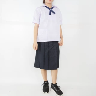 เสื้อนักเรียนหญิงคอทหารเรือ ตราชัยยะ งานไทยบุรีรัมย์ ผ้าค็อตตอนนุ่ม คุณภาพดี [ไซส์เล็กกว่าสมอน่ะ]
