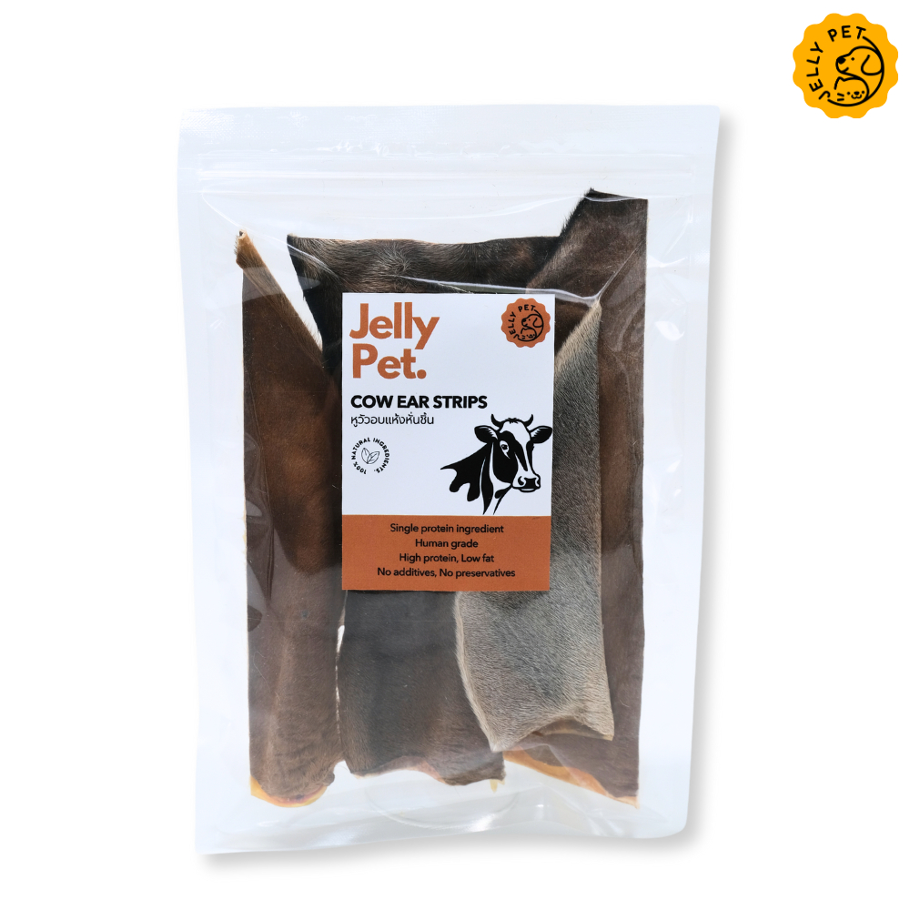 Jelly Pet หูวัวหั่นชิ้น Cow Ear Strips หูวัวอบแห้งแบบมีขน ขนมขัดฟันสุนัข ไม่แต่งสี รูปที่ 2
