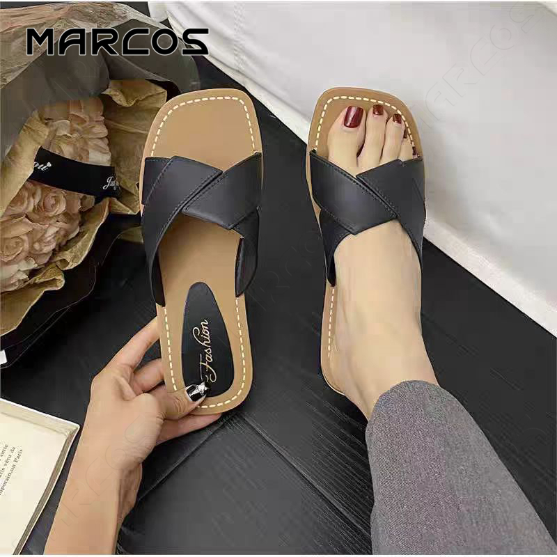 MARCOS รองเท้าแตะผู้หญิง รองเท้าแตะเรียบง่าย ไม่มีปัญหากัดเท้า! ใส่ได้ทั้งออกเที่ยวประจำวันและเดินเล่นริมทะเลแบบสไตล์ ราคา ถูกที่สุด ดีลบีเคเค แกลเลอรีภาพที่ 7