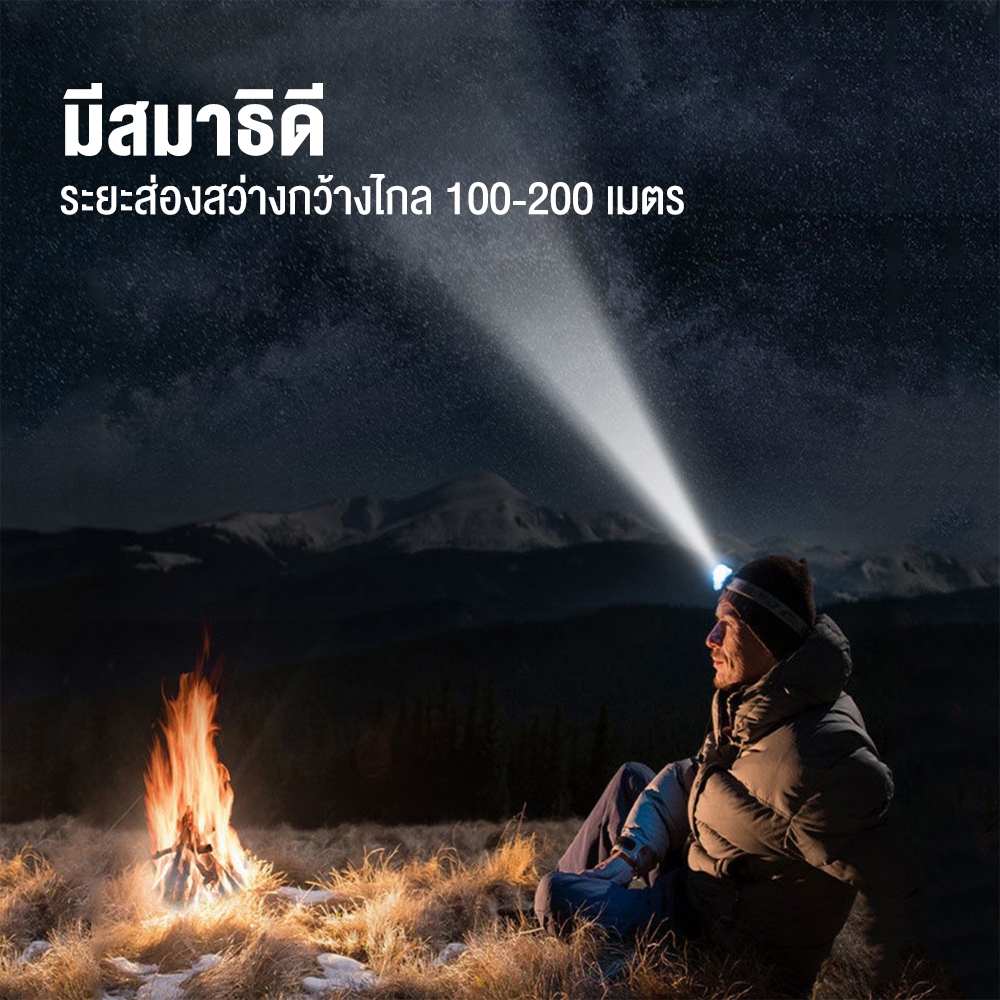JUNGLAXTREK ไฟฉาย ไฟฉายคาดหัวแรงสูง led ไฟฉายคาดหัวกันน้ำ ไฟฉายเดินป่า - รูปที่ 2