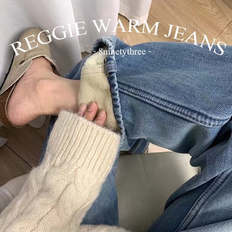 พร้อมส่ง Reggie Warm Jeans J01 กางเกงยีนส์บุขนกันหนาว เอวสูง ขากระบอก