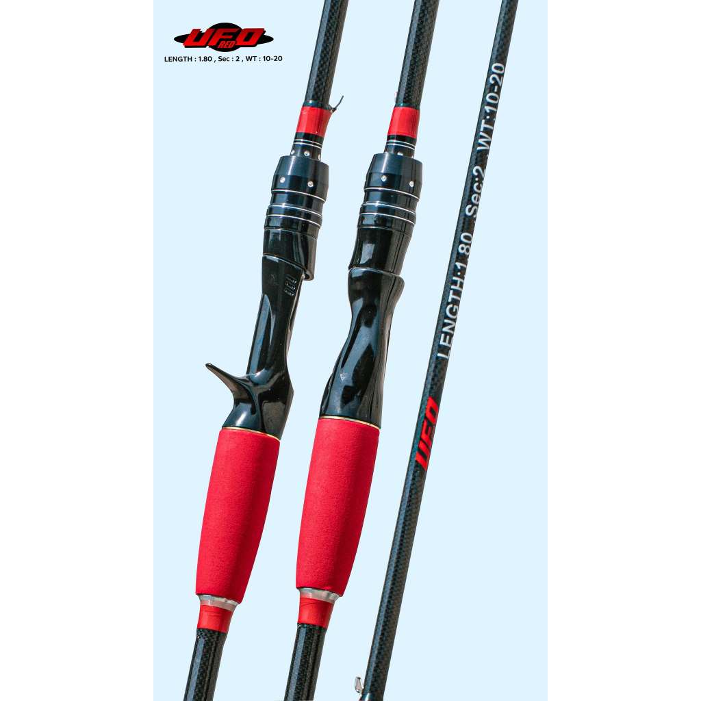 คันเบทและสปิ้น  เอเลี่ยน UFO รุ่น 2  ด้ามแดงจับทรงพุดเดิ้ล เวท 10-20 lb.