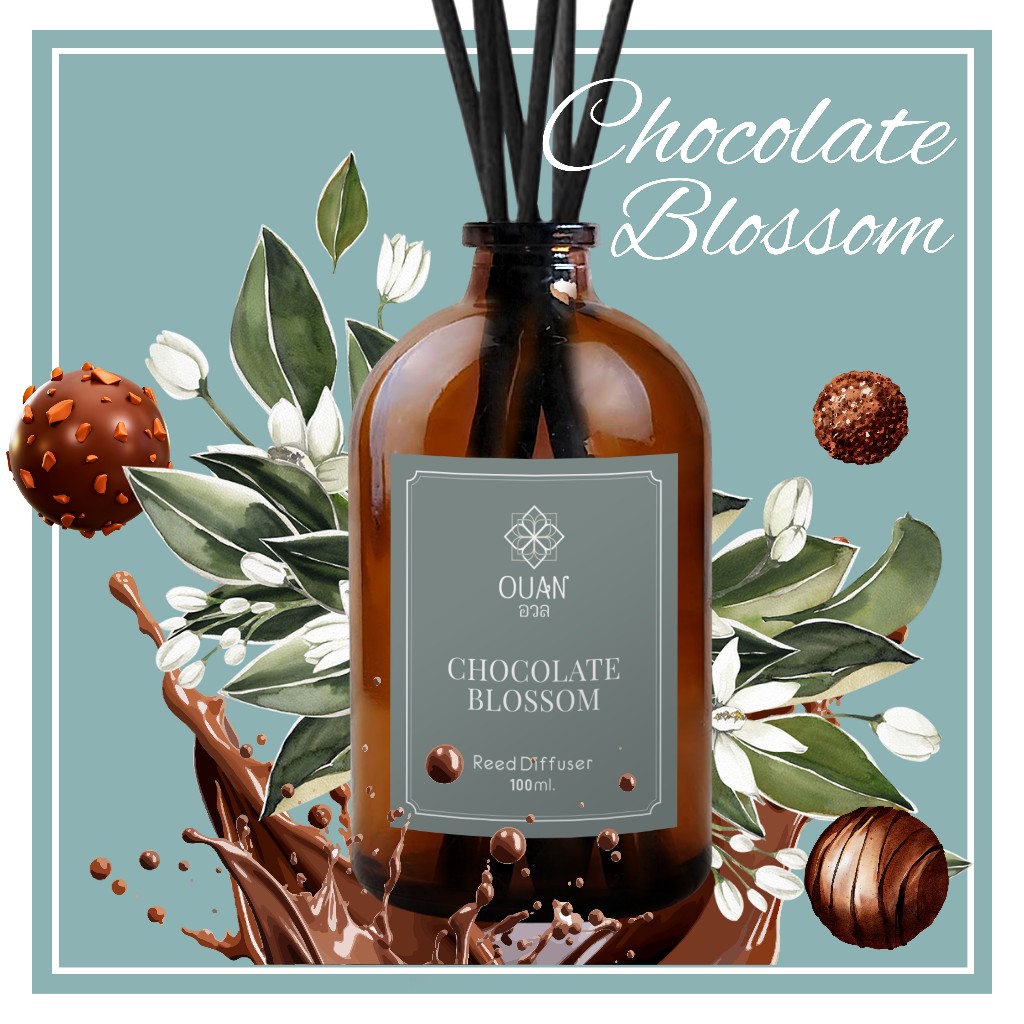 Reed Diffuser (100 ml) กลิ่น Chocolate Blossom ขี้เล่น ร่าเริง อ่อนหวาน | อวล | ก้านไม้หอม ก้านไม้หอมปรับอากาศ