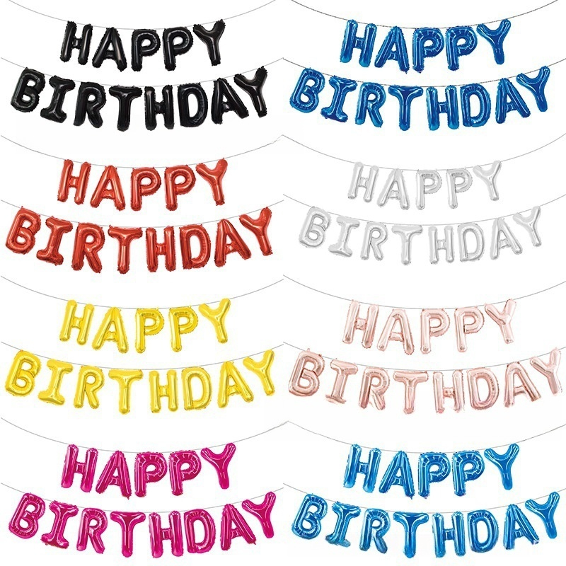 ส่งจากไทย มีหลากหลายสีให้เลือก 16 นิ้ว ลูกโป่งhbd ชุดhbd ลูกโป่งฟรอยตัวอักษร HBDเซ็ตลูกโป่ง(13ตัวอัก