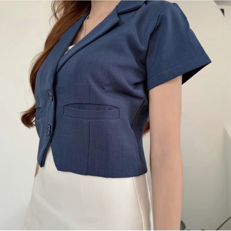 New 🫶🏻 เสื้อเบลเซอร์แขนสั้น มีไซส์ ผ้าสโนว์มีซับใน