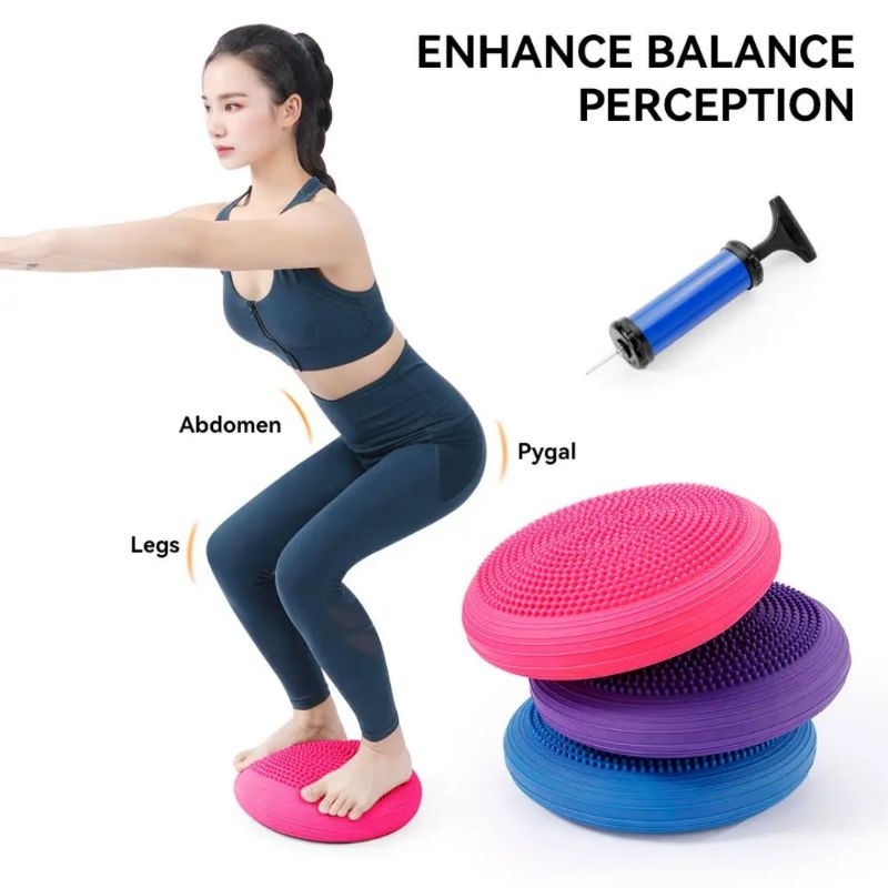 Yoga Balance pad บอลโยคะ 33 cm แผ่นปรับสมดุลบอลฝึกการทรงตัว ฟื้นฟูข้อเท้า แถมฟรีที่สูบลม