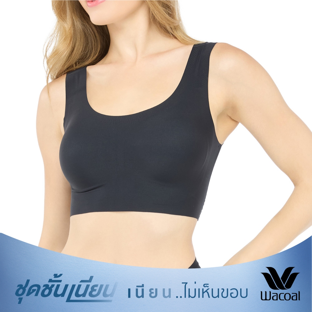 Wacoal ชุดชั้นเนียน บราไร้โครง รูปแบบสวมหัว คอกลม รุ่น WH9E11 สีดำ (BL)