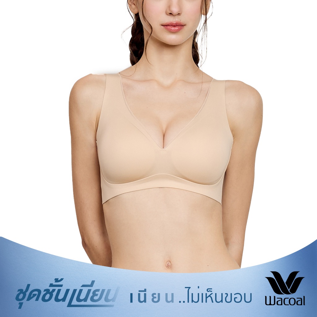 Wacoal ชุดชั้นเนียน บราไร้โครง Smart Size ฟองน้ำบาง รุ่น WB3Y34 1 ชิ้น