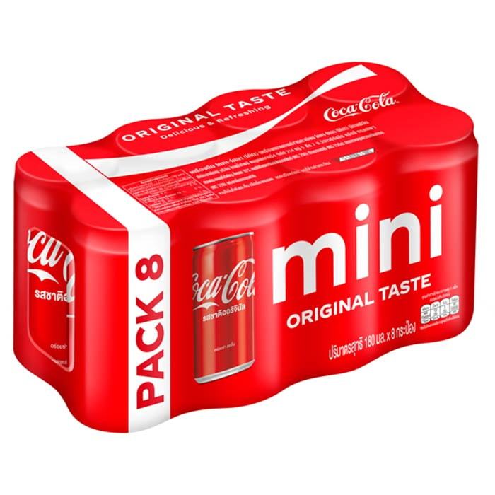 COCA COLA มินิ น้ำอัดลม รสชาติออริจินัล 180 มล. x 8 ชิ้น