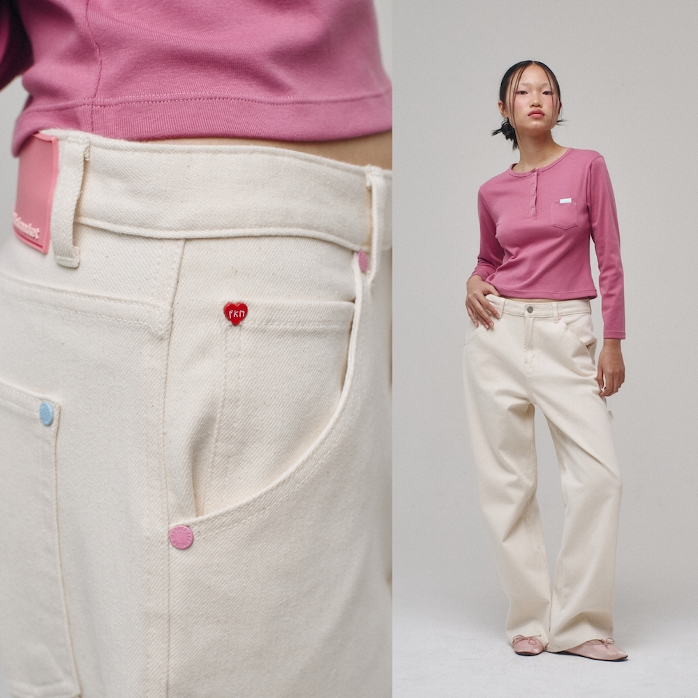 The Freckled Market - Your Girlfriend Denim กางเกงยีนส์ขากระบอกคาร์โก้ เอวกลาง