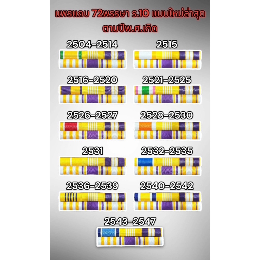 แพรแถบข้าราชการตามปี พศ.เกิด แบบใหม่ล่าสุด