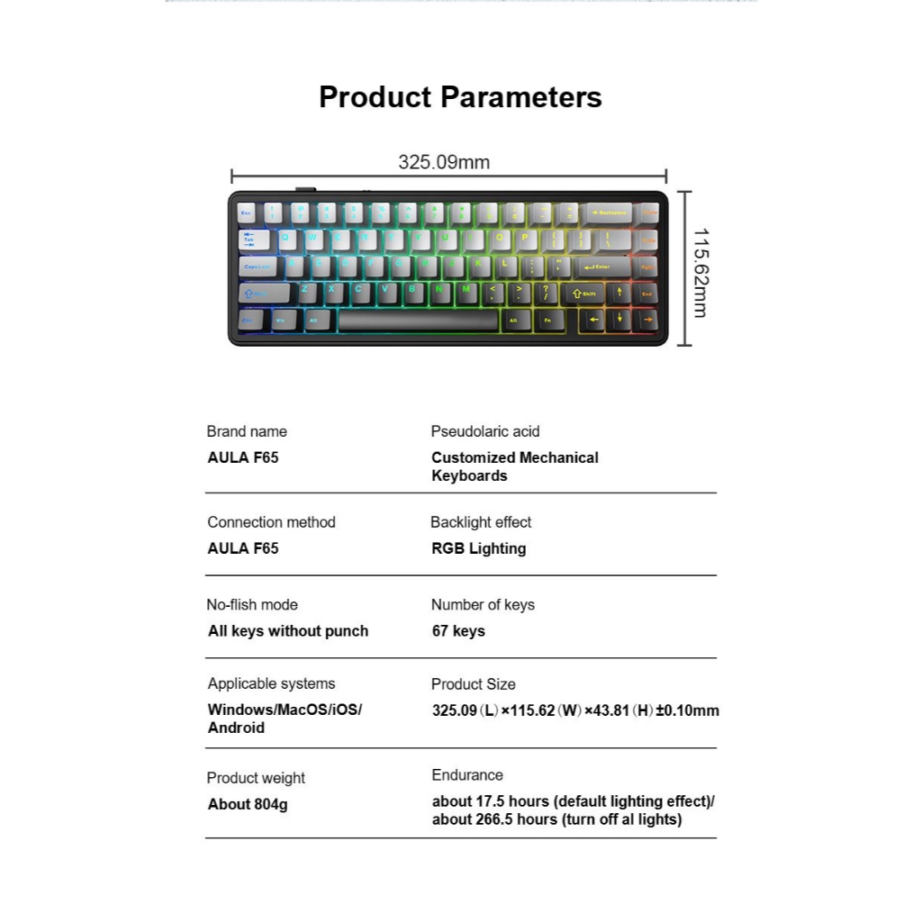 คีย์บอร์ดไร้สาย – AULA F65 – Gasket Mechanical Keyboard คีย์ไทย รับประกัน 2 ปี ราคา ถูกที่สุด ดีลบีเคเค แกลเลอรีภาพที่ 8