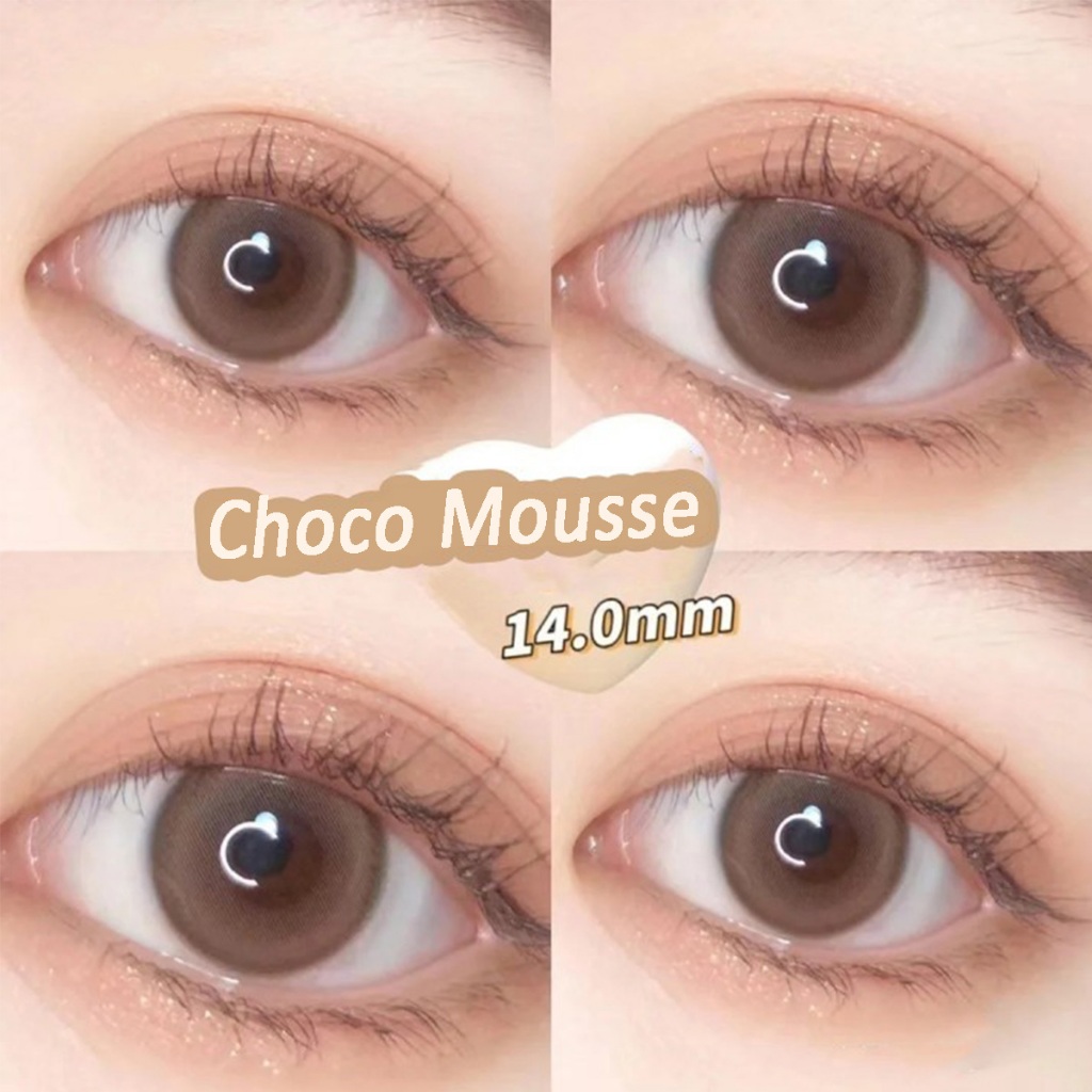 【ซื้อครบ2คู่ แถมลิปกลอส+ตลับ*2】Midrooคอนแทคเลนส์ 0~-8.00 สายตาสั้น Chocolate mousse ครีม ธรรมชาติไฮไลท์ size-14.0-14.2มม