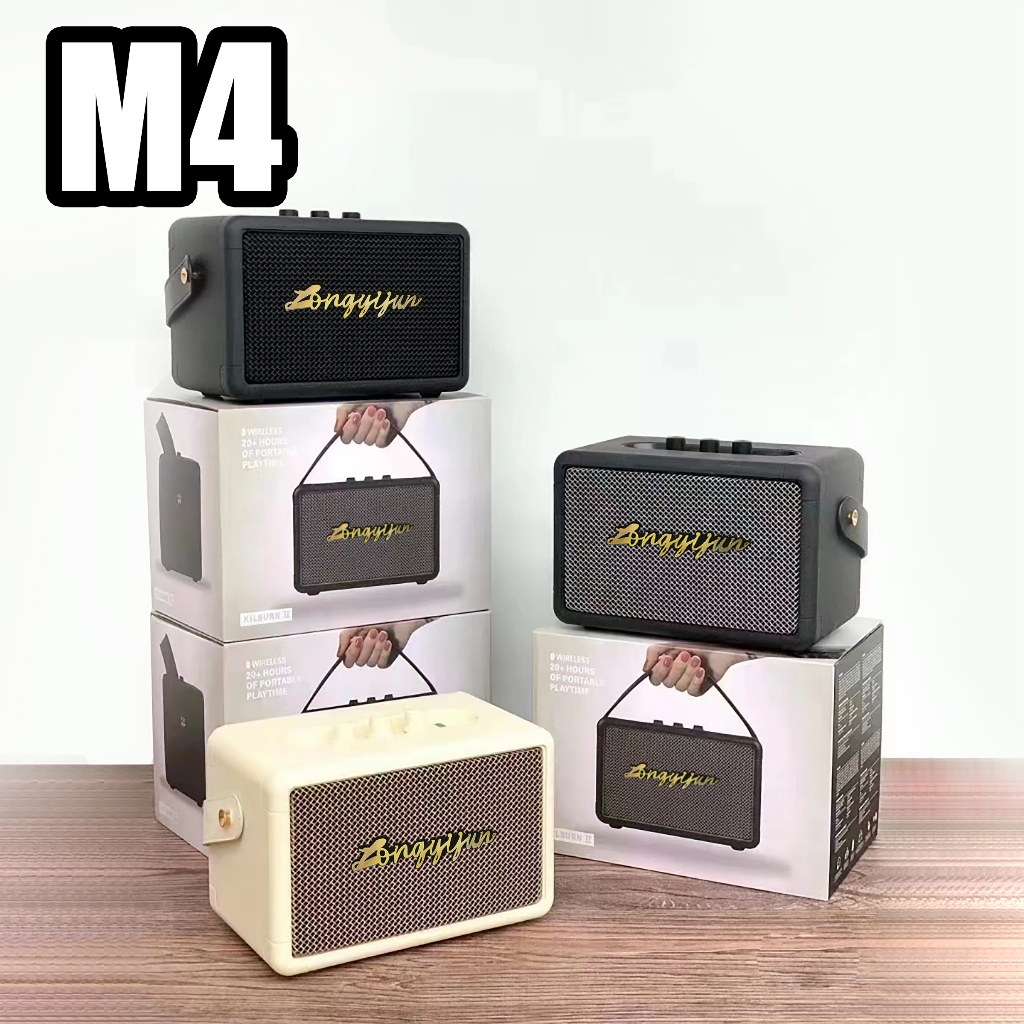ลำโพงบลูทูธ รุ่น M4 สไตล์เรโทร 55 วัตต์ เชื่อมต่อ 2 ตัวได้ ประกัน 1 ปี เสียงดีมาก