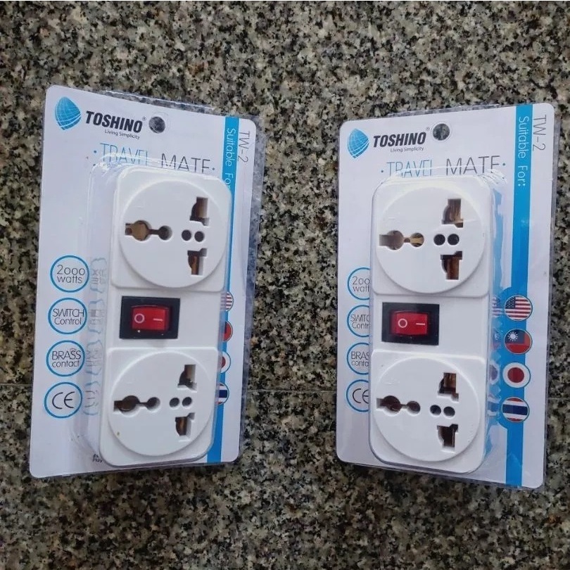 ส่งจากไทย TOSHINO ปลั๊กแปลงขา 2ขา แบน รุ่น TW-2 ปลั๊ก 2in1 ปลั๊กคอม