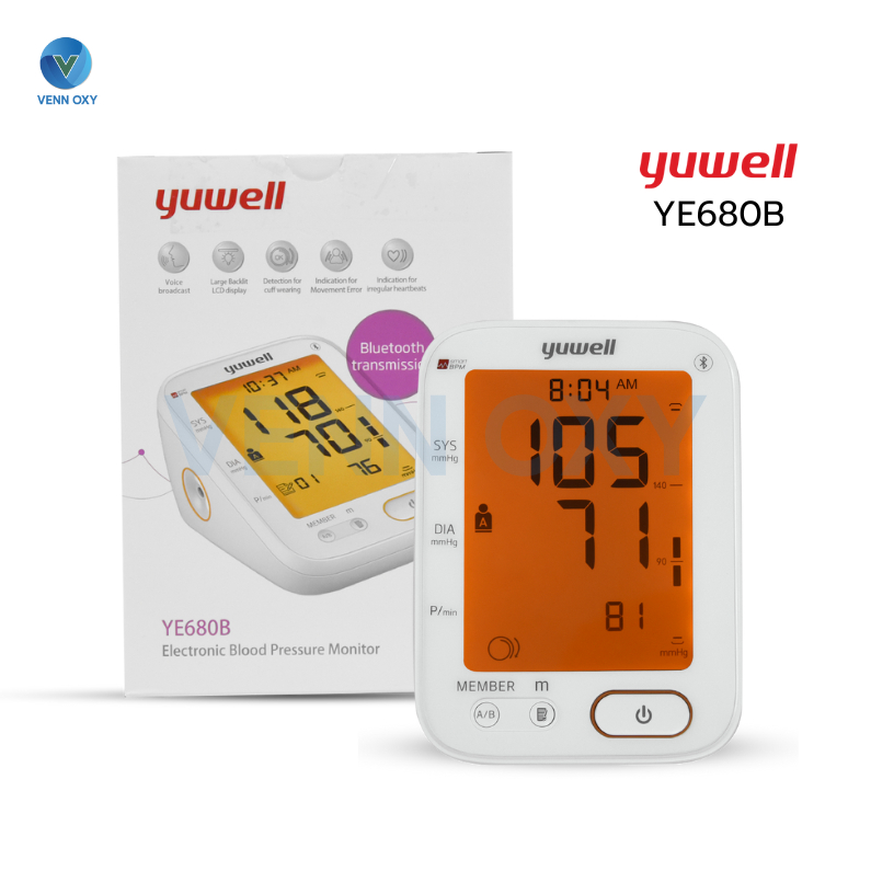 Yuwell Blood Pressure Monitor เครื่องวัดความดันโลหิตดิจิตอล Yuwell YE680B มีเสียงพูด และ Bluetooth